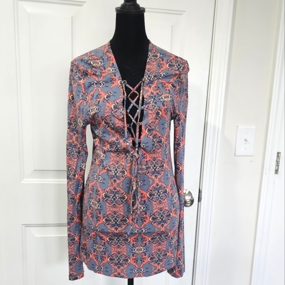 Free People Mai Tai top Retro Boho Size Large
